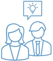 Icon Mann und Frau mit einer Glühbirne über ihren Köpfen