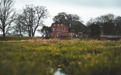 Ein mit Reet gedecktes Wohnhaus auf dem Land